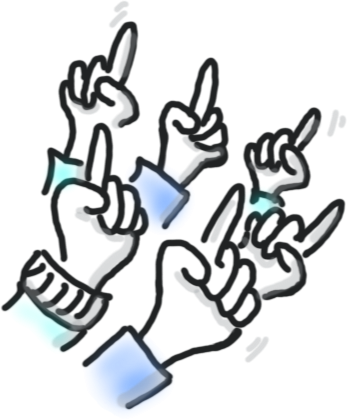 Gezeichnet gehobene Finger